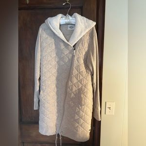 UGG Kayla Quilted Hoodie Zip Up Jacket Oatmeal Heather Size L